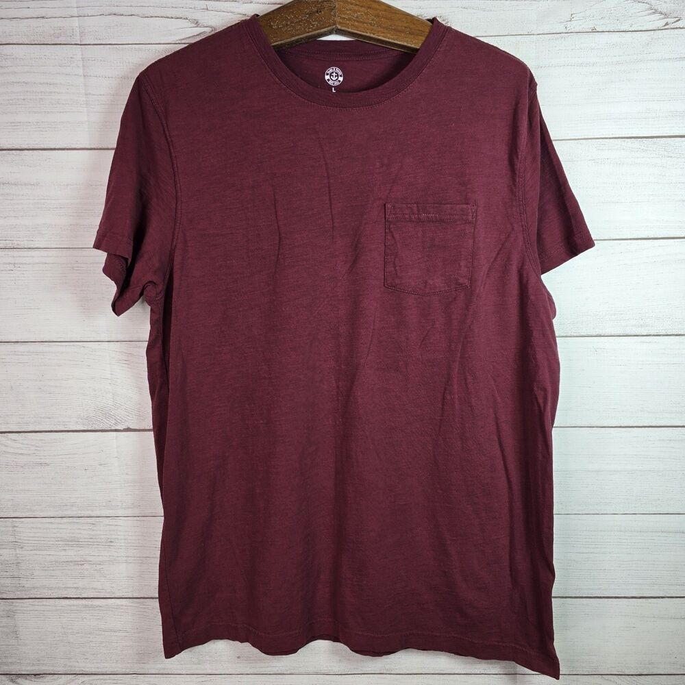 Yacht And Smith Red Cotton Crew Neck Pocket T-Shirt Short Sleeve Sz Large
